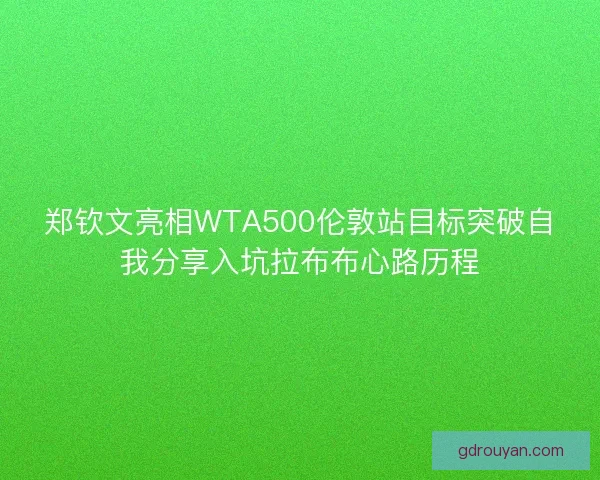 郑钦文亮相WTA500伦敦站目标突破自我分享入坑拉布布心路历程